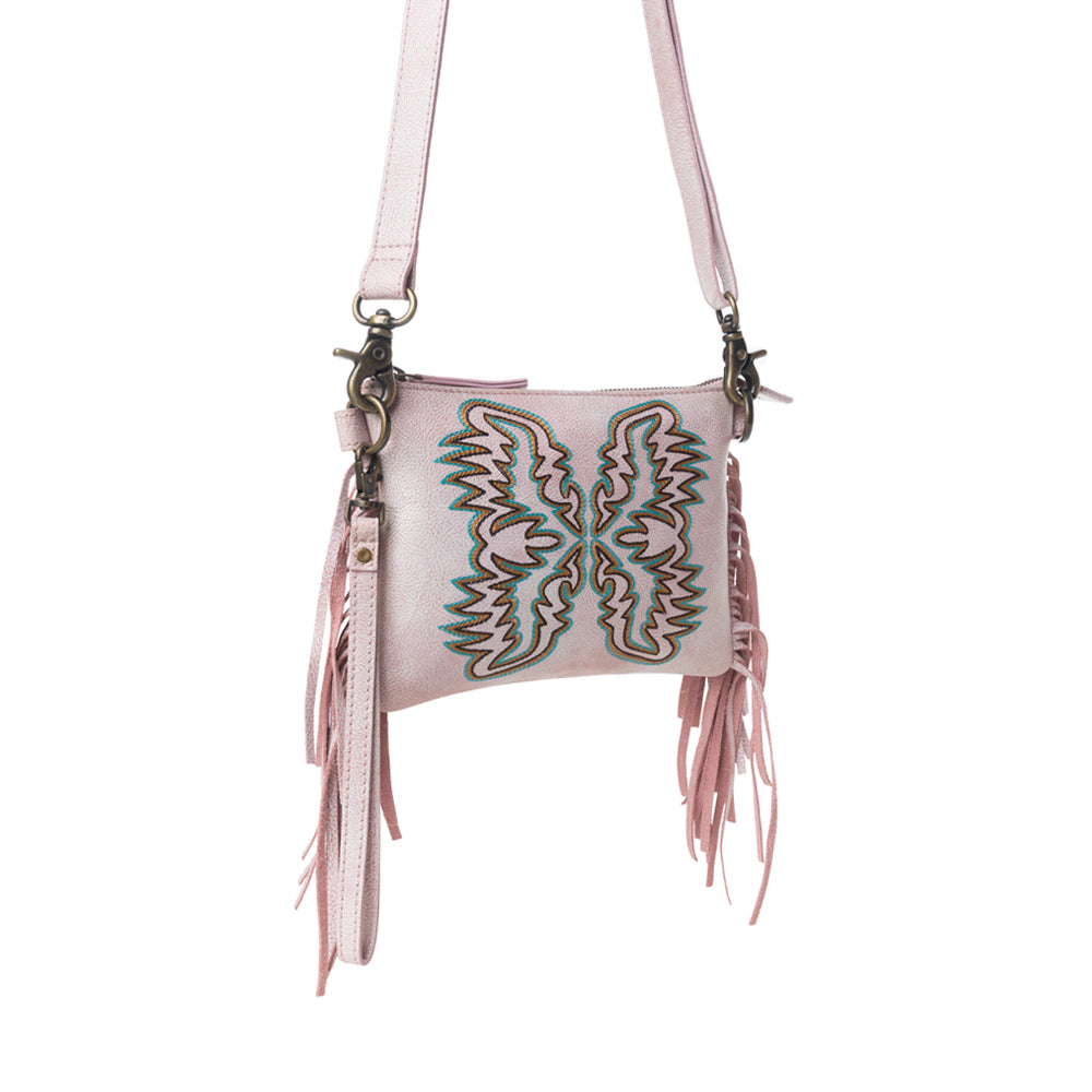 Myra ThunderFly Fringed Leather Bag in Sundown Blush Myra USA