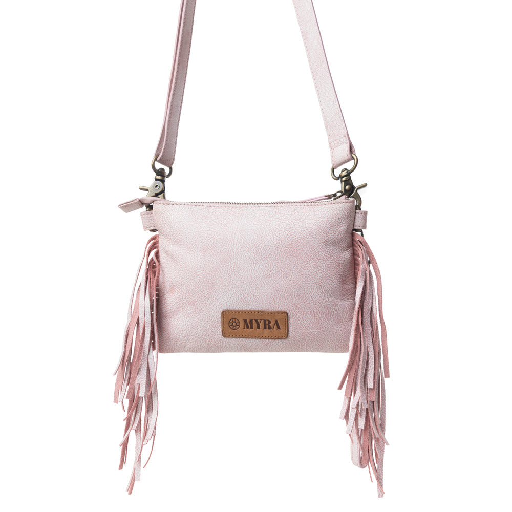 Myra ThunderFly Fringed Leather Bag in Sundown Blush Myra USA