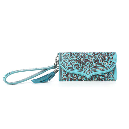 Myra Wildflower Story Handtooled Leather Wallet in Crystal Jade Myra USA