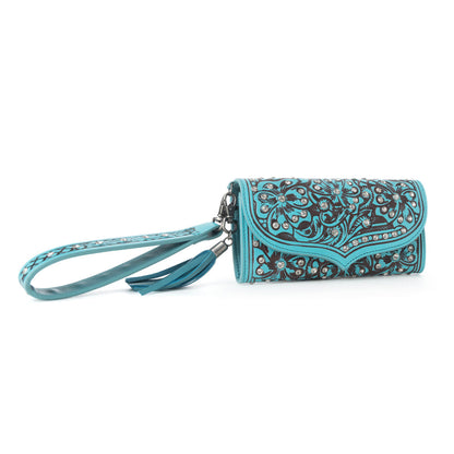 Myra Wildflower Story Handtooled Leather Wallet in Crystal Jade Myra USA