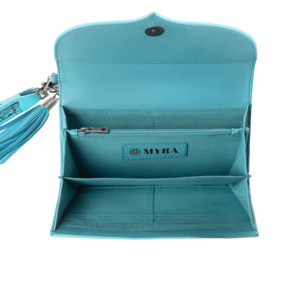 Myra Wildflower Story Handtooled Leather Wallet in Crystal Jade Myra USA