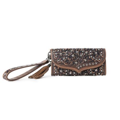 Myra Wildflower Story Handtooled Leather Wallet in Earth Bloom Myra USA