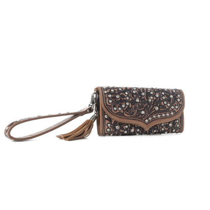 Myra Wildflower Story Handtooled Leather Wallet in Earth Bloom Myra USA