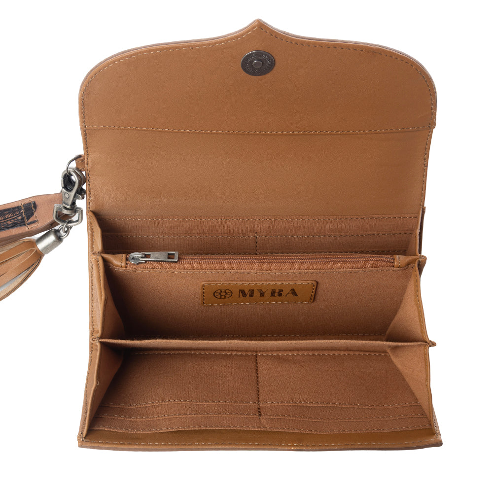 Myra Wildflower Story Handtooled Leather Wallet in Earth Bloom Myra USA