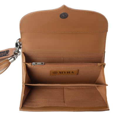 Myra Wildflower Story Handtooled Leather Wallet in Earth Bloom Myra USA