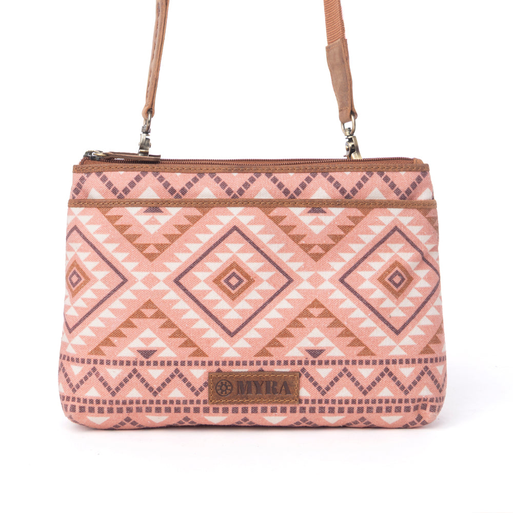 Myra Tribal Hollow Cotton & Leather Crossbody Bag in Terra Cider Myra USA