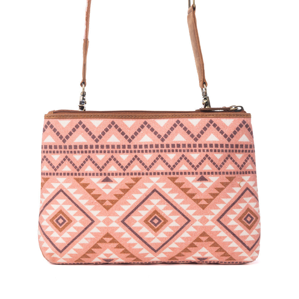 Myra Tribal Hollow Cotton & Leather Crossbody Bag in Terra Cider Myra USA