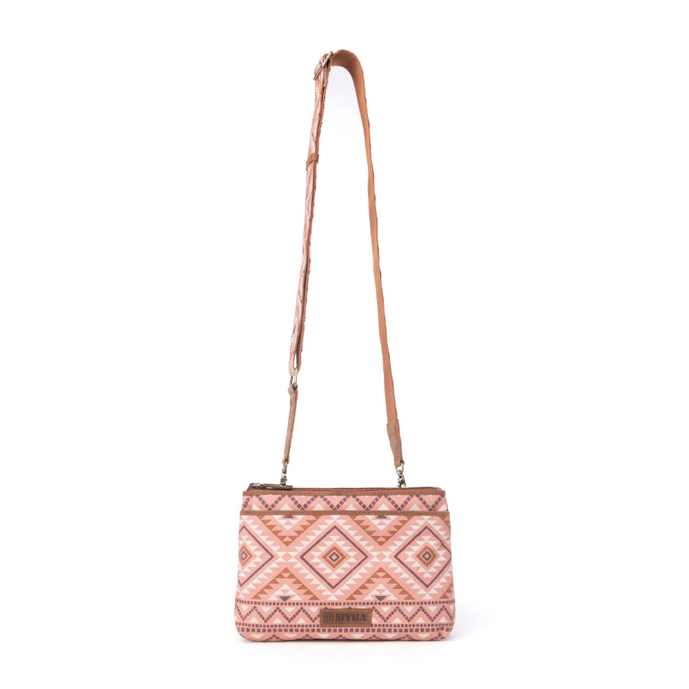 Myra Tribal Hollow Cotton & Leather Crossbody Bag in Terra Cider Myra USA