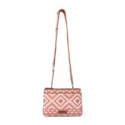 Myra Tribal Hollow Cotton & Leather Crossbody Bag in Terra Cider Myra USA