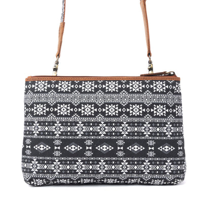 Myra Tribal Hollow Cotton & Leather Crossbody Bag in Midnight Onyx Myra USA