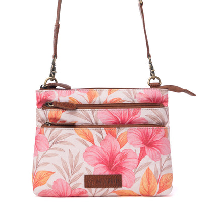 Myra Maple Ridge Cotton & Leather Crossbody Bag in Rose Petal Myra USA