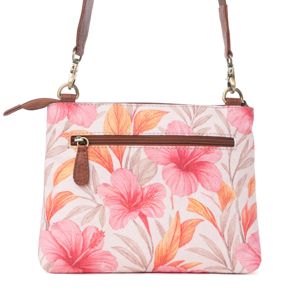 Myra Maple Ridge Cotton & Leather Crossbody Bag in Rose Petal Myra USA