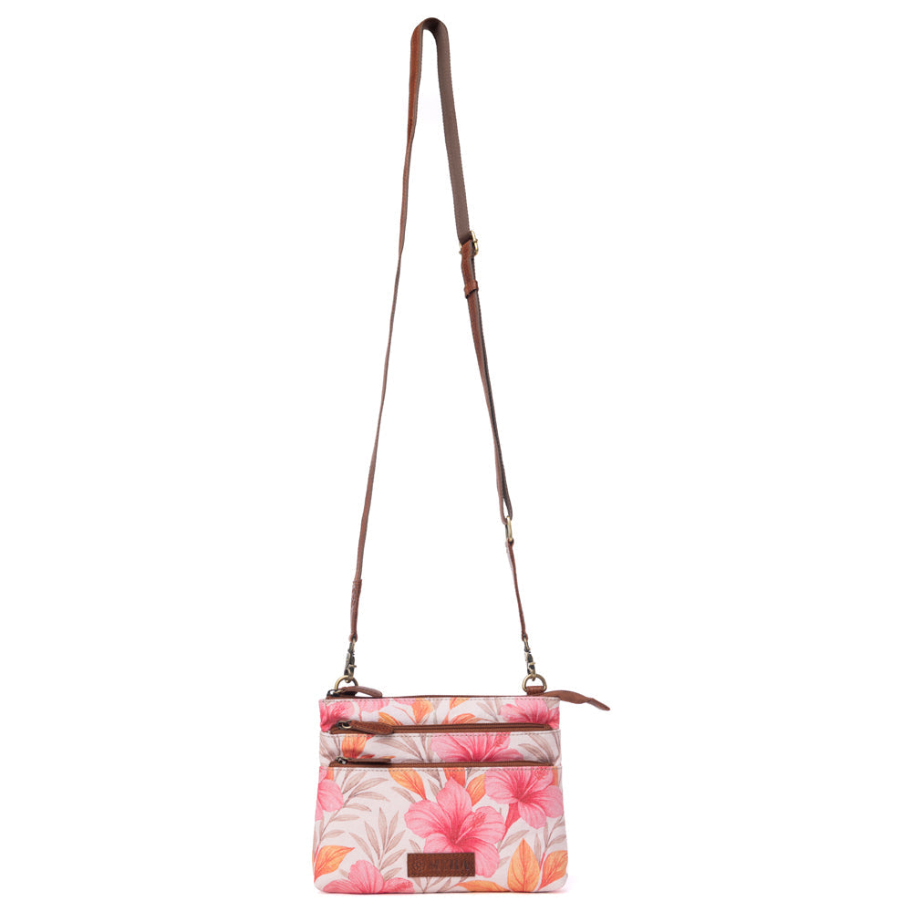 Myra Maple Ridge Cotton & Leather Crossbody Bag in Rose Petal Myra USA