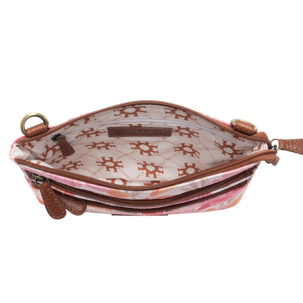 Myra Maple Ridge Cotton & Leather Crossbody Bag in Rose Petal Myra USA
