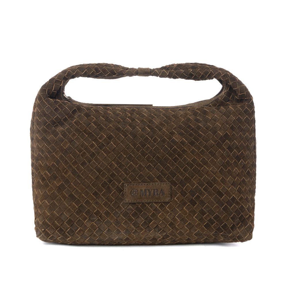 Myra Saddle Weave Genuine Suede Leather Bag in Bridle Bronze Myra USA