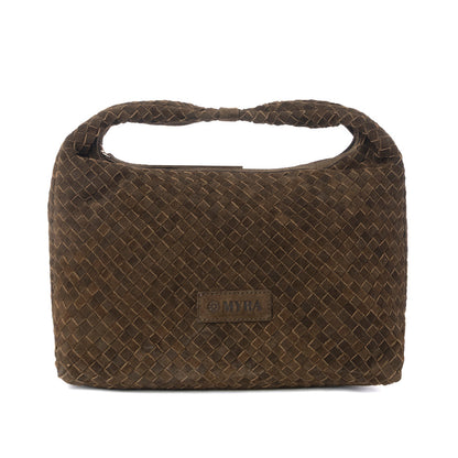 Myra Saddle Weave Genuine Suede Leather Bag in Bridle Bronze Myra USA