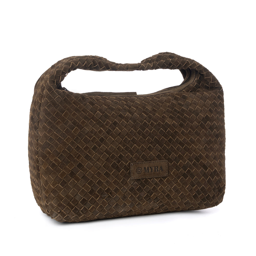 Myra Saddle Weave Genuine Suede Leather Bag in Bridle Bronze Myra USA