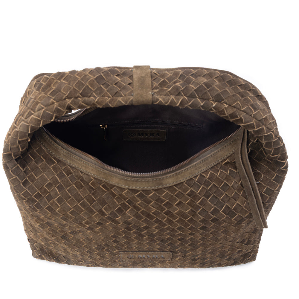 Myra Saddle Weave Genuine Suede Leather Bag in Bridle Bronze Myra USA