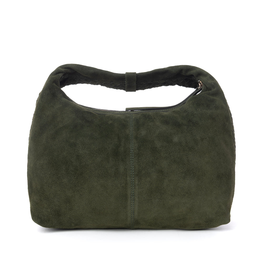 Myra Saddle Weave Genuine Suede Leather Bag in Olive Moss Myra USA