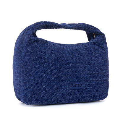 Myra Saddle Weave Genuine Suede Leather Bag in Royal Blue Myra USA