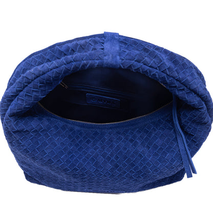 Myra Saddle Weave Genuine Suede Leather Bag in Royal Blue Myra USA
