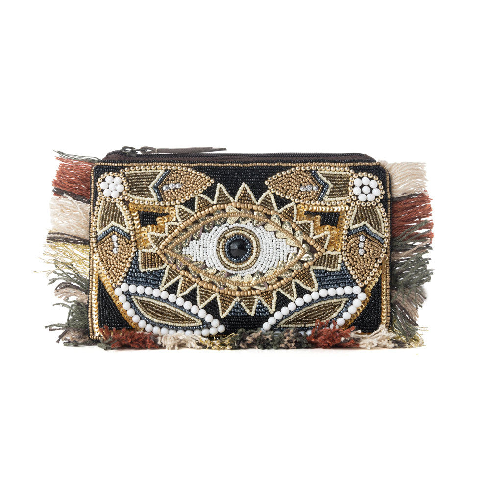 Myra Eye of the Storm Beaded Pouch in Desert Black Myra USA