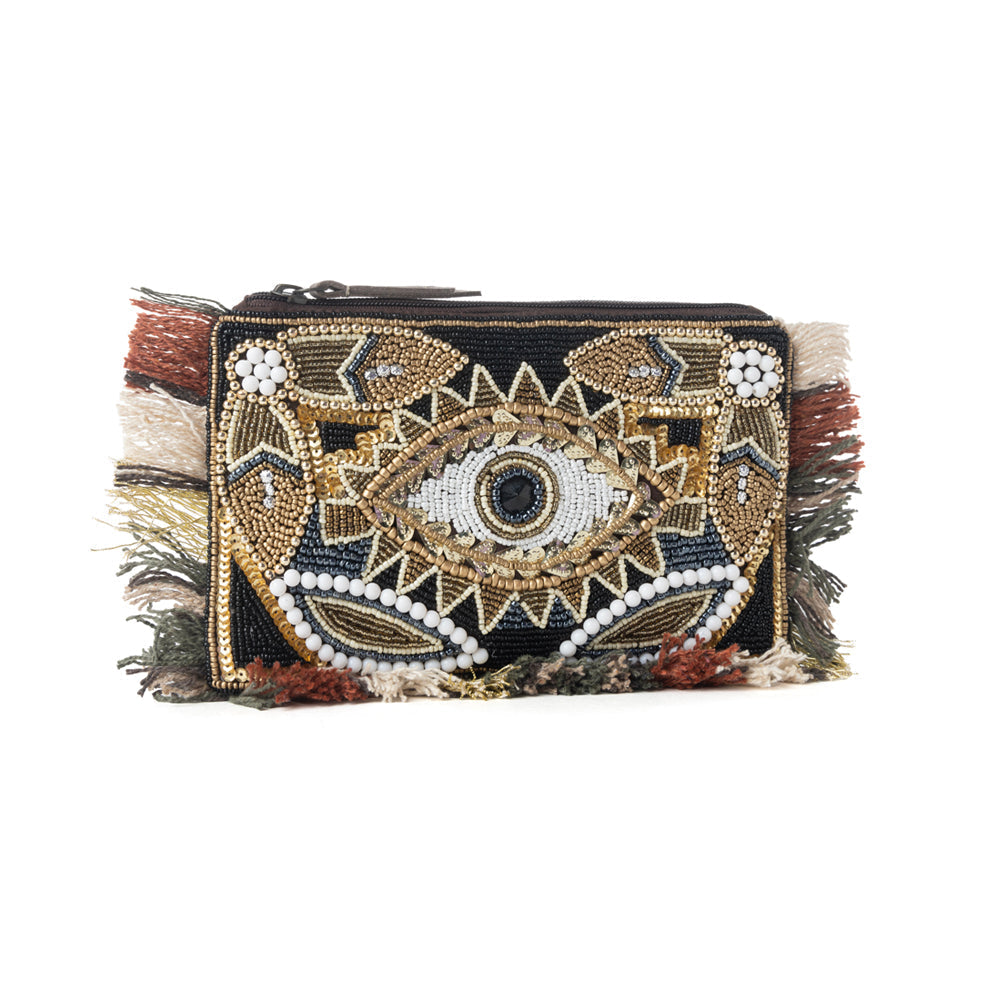 Myra Eye of the Storm Beaded Pouch in Desert Black Myra USA