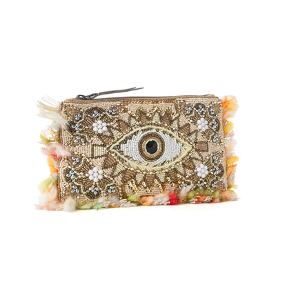 Myra Eye of the Storm Beaded Pouch in Gold Gaze Myra USA