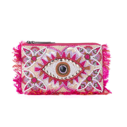 Myra Eye of the Storm Beaded Pouch in Pink Mirage Myra USA