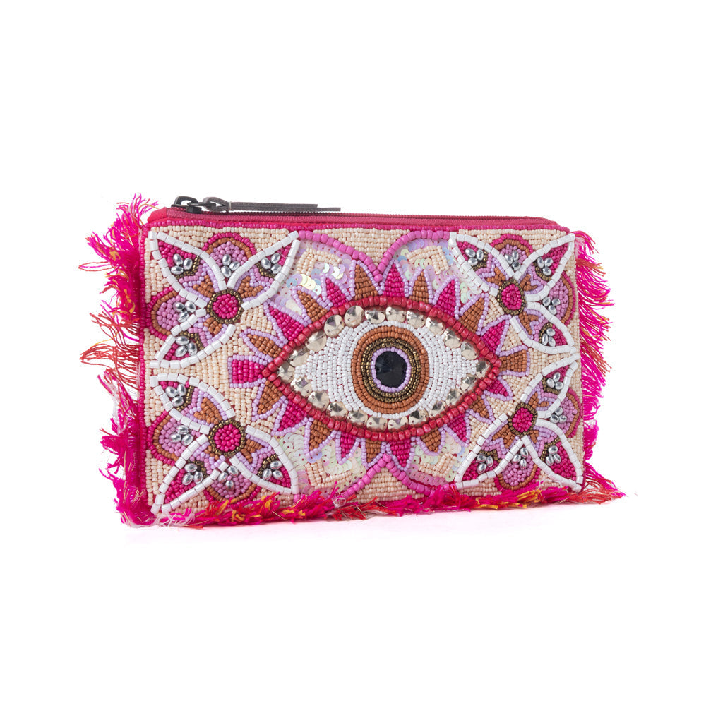 Myra Eye of the Storm Beaded Pouch in Pink Mirage Myra USA