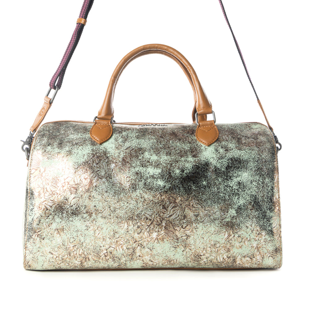 Myra Ranger's Echo Snake Print Leather Duffle Bag for Men in Faded Sage Myra USA