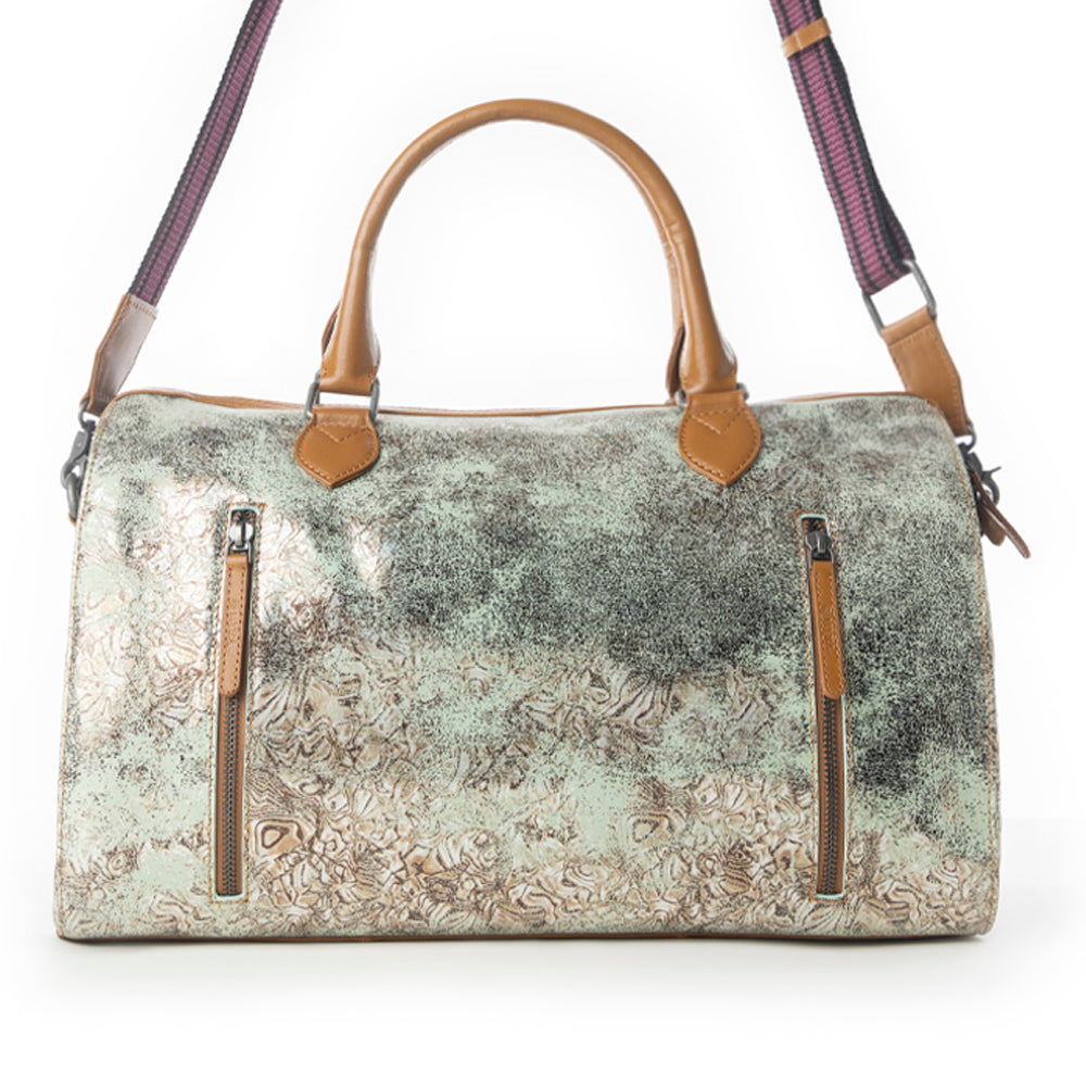 Myra Ranger's Echo Snake Print Leather Duffle Bag for Men in Faded Sage Myra USA