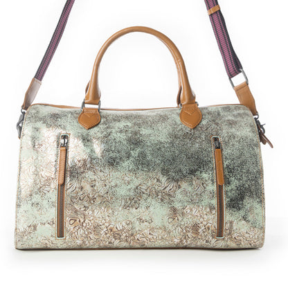 Myra Ranger's Echo Snake Print Leather Duffle Bag for Men in Faded Sage Myra USA