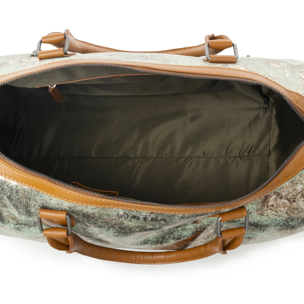 Myra Ranger's Echo Snake Print Leather Duffle Bag for Men in Faded Sage Myra USA