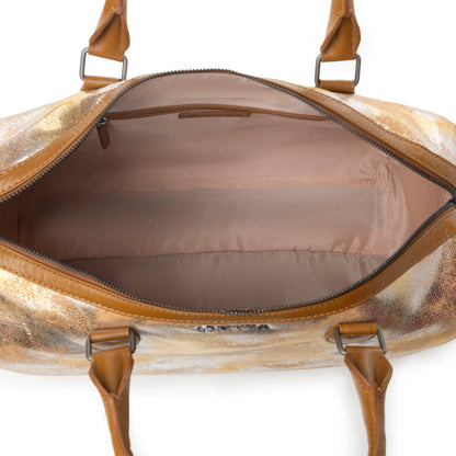 Myra Ranger's Echo Snake Print Leather Duffle Bag for Men in Molten Sunset Myra USA