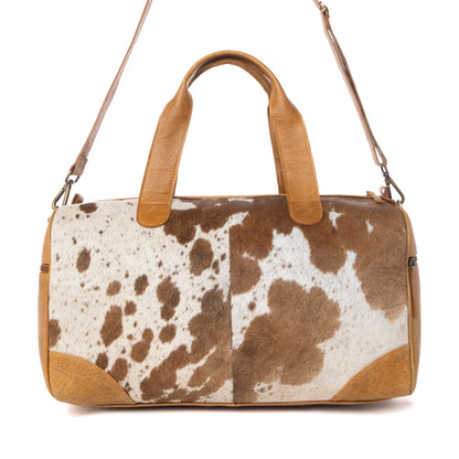 Myra Cattle Drive Men's Hairon Leather Traveller Bag in Bridle Ivory Myra USA