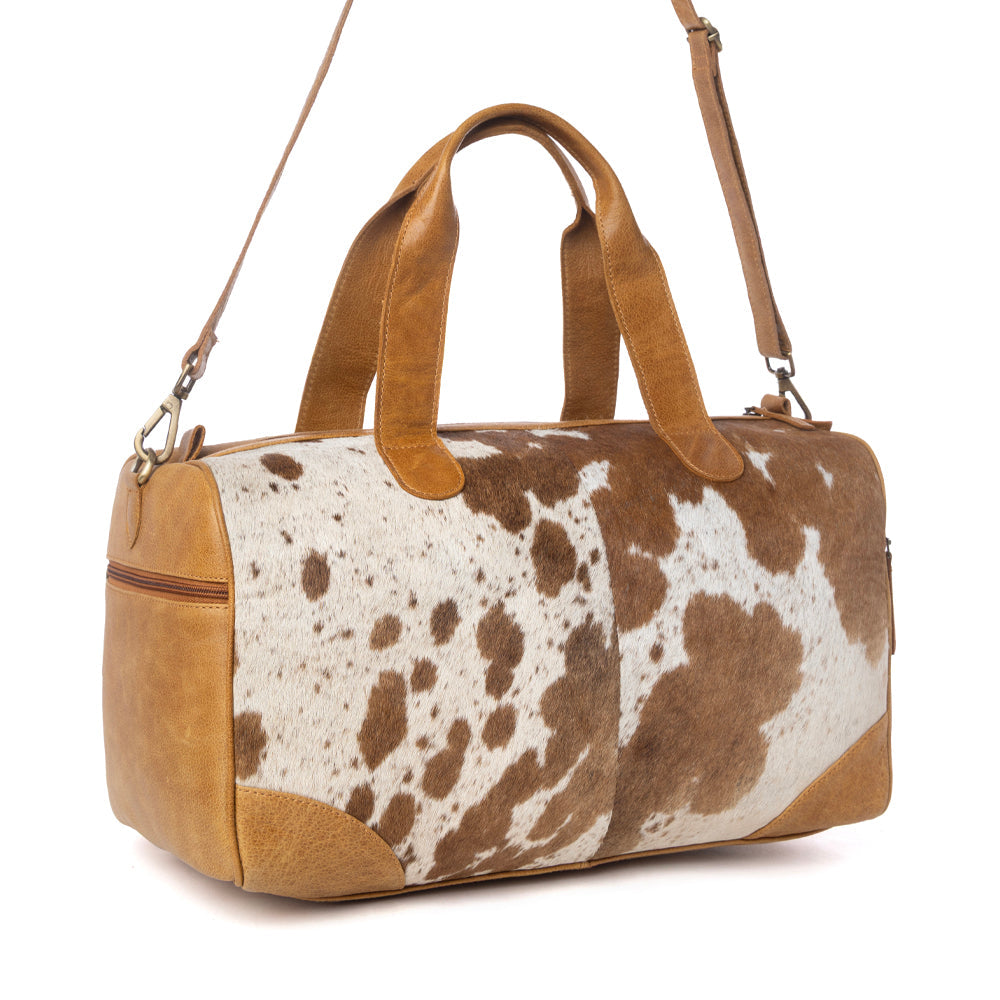 Myra Cattle Drive Men's Hairon Leather Traveller Bag in Bridle Ivory Myra USA