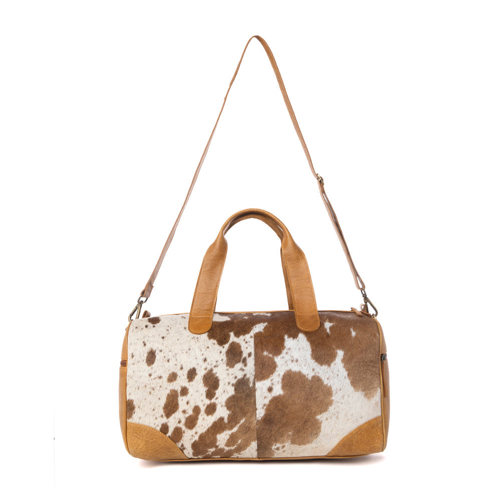 Myra Cattle Drive Men's Hairon Leather Traveller Bag in Bridle Ivory Myra USA