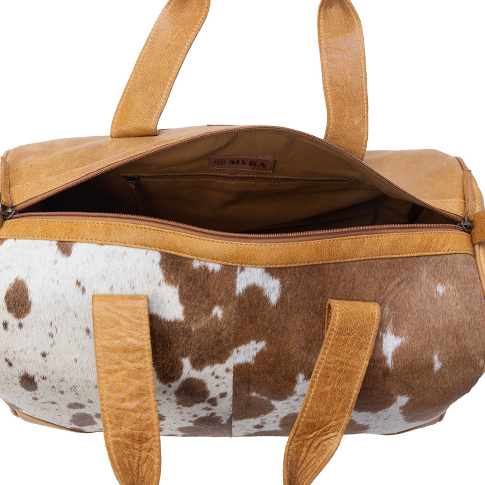 Myra Cattle Drive Men's Hairon Leather Traveller Bag in Bridle Ivory Myra USA