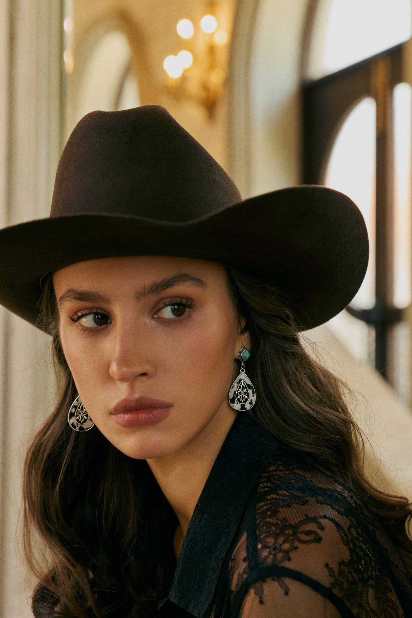 Myra Hide and Halo Earrings in Turquoise Myra USA