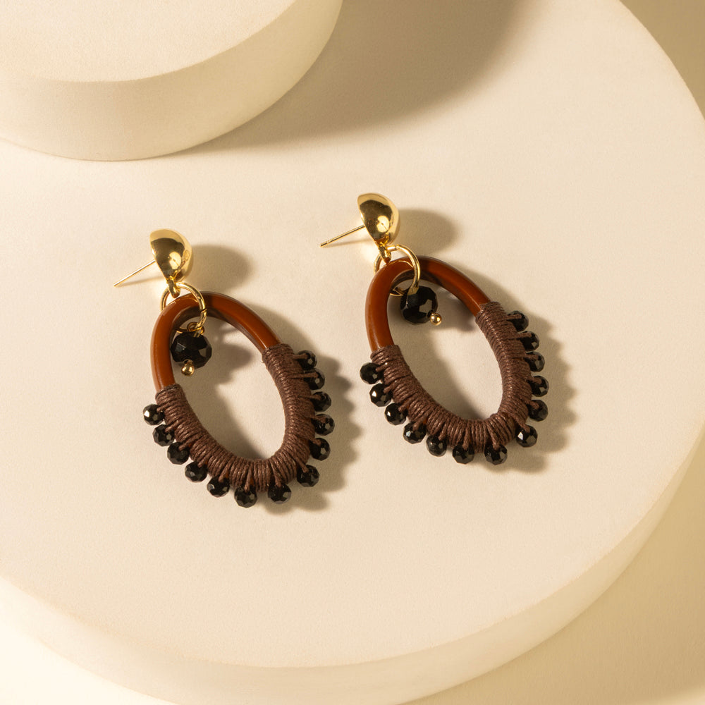 Myra Loom ovals earrings in brown Myra USA