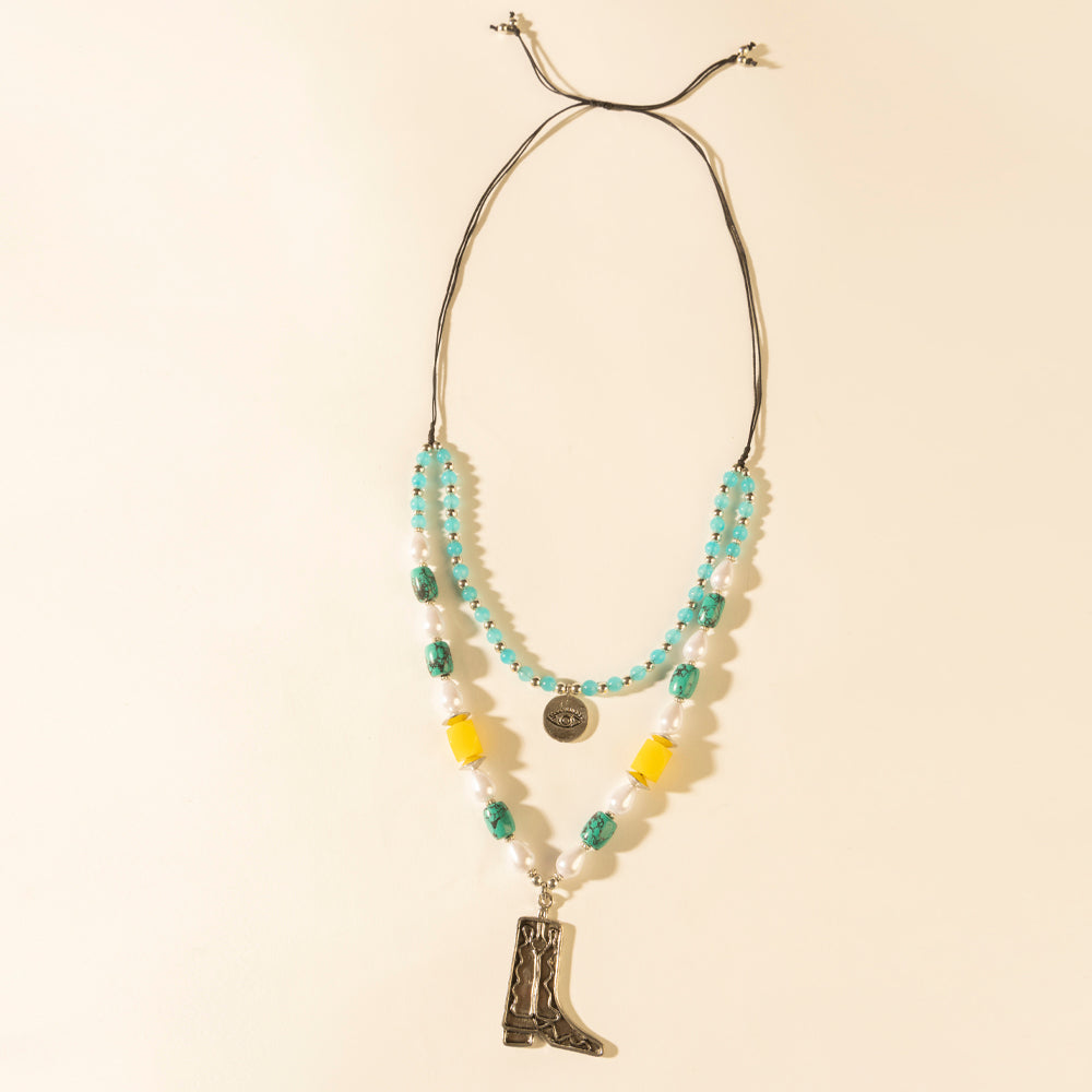 Myra The Long Walk Layered Necklace in Turquoise Myra USA