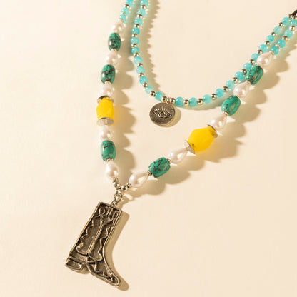 Myra The Long Walk Layered Necklace in Turquoise Myra USA
