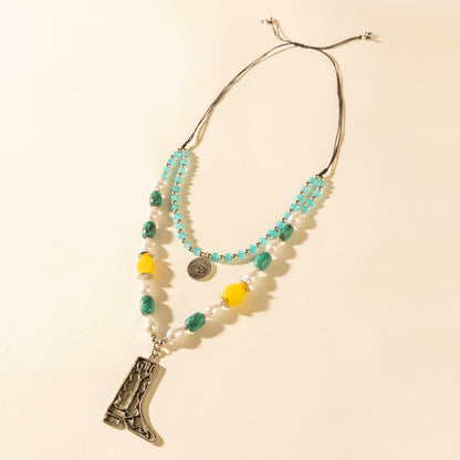 Myra The Long Walk Layered Necklace in Turquoise Myra USA
