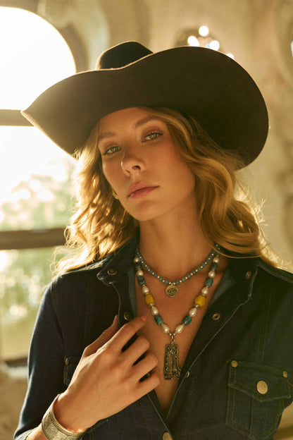 Myra The Long Walk Layered Necklace in Turquoise Myra USA