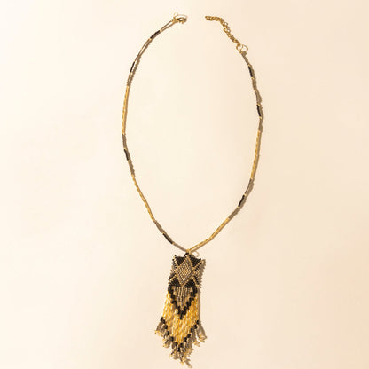 Myra Sun Strung Beaded Necklace in Brown Myra USA