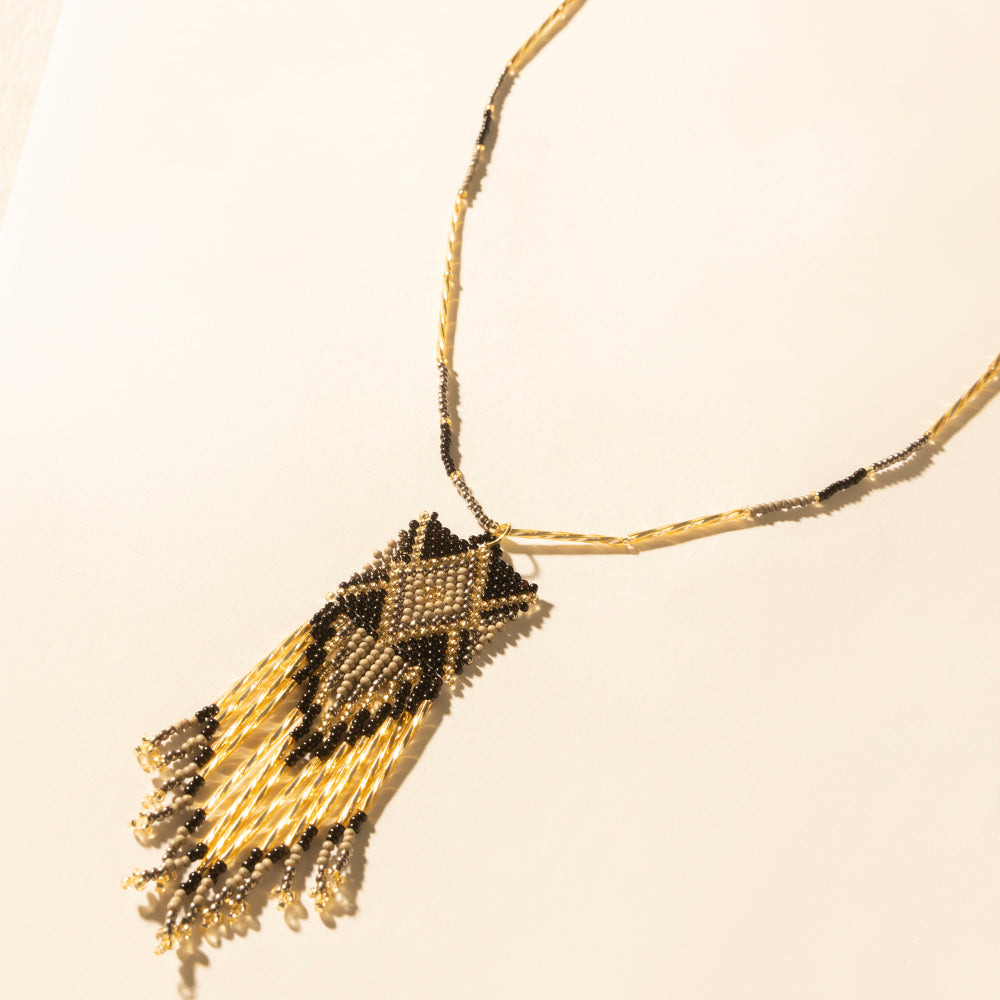 Myra Sun Strung Beaded Necklace in Brown Myra USA