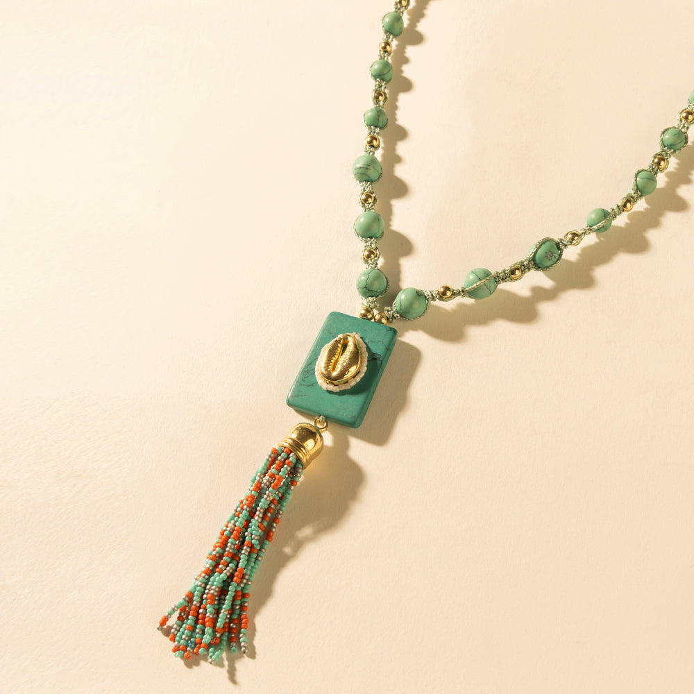 Myra Sun strung beaded necklace in Turquoise Myra USA