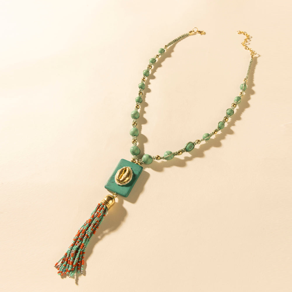 Myra Sun strung beaded necklace in Turquoise Myra USA