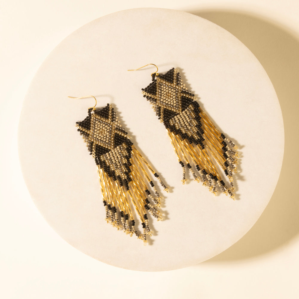 Myra Sun strung beaded earring in Champagne Myra USA